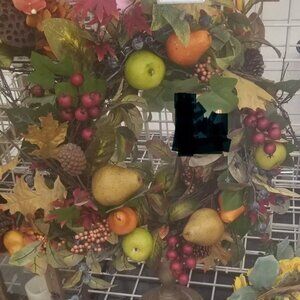 RARE MICHAELS HANDMADE FRUIT FALL WREATH DECOR CENTERPIECE DISPLAY ARRANGEMENT
